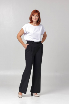 Белая блуза из текстиля со спущенным плечом и коротким рукавом Соджи 620 белый - фото 3