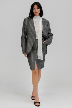 Белый деловой жакет прилегающего силуэта со смещенной застежкой JRSy 2490 - фото 5