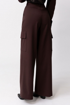 Демисезонные брюки из текстиля с карманами и гульфиком Golden Valley 16604 темно-коричневый - фото 4