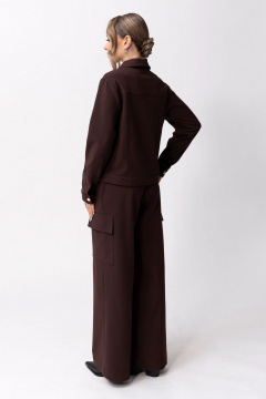 Демисезонные брюки из текстиля с карманами и гульфиком Golden Valley 16604 темно-коричневый - фото 2