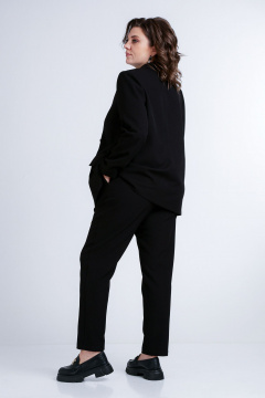 Деловой комплект брюки зауженные и жакет из текстиля Liona Style 858 черный - фото 2