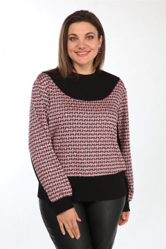 Джемпер женский прямой из трикотажного полотна Lady Style Classic 2548/1 черный_розовый - фото 1