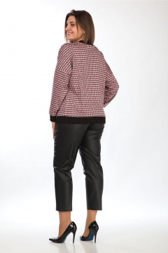 Жакет женский трикотажный из гусиной лапки на каждый день Lady Style Classic 2532/1 черный_розовый - фото 3