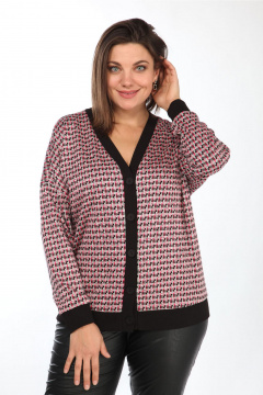 Жакет женский трикотажный из гусиной лапки на каждый день Lady Style Classic 2532/1 черный_розовый - фото 1