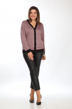 Жакет женский трикотажный из гусиной лапки на каждый день Lady Style Classic 2532/1 черный_розовый - фото 2