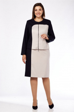 На каждый день костюм с жакетом и юбкой из текстиля Lady Style Classic 2737 черный_бежевый - фото 1