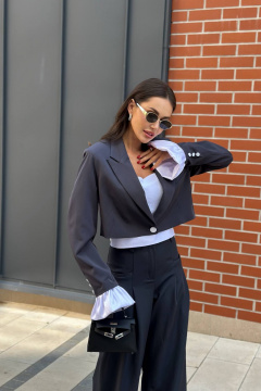 Деловой свободный жакет на подкладке с съемными деталями AURA otd 1107 - фото 4