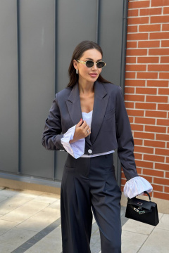 Деловой свободный жакет на подкладке с съемными деталями AURA otd 1107 - фото 3