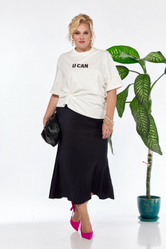 Юбка атласная длина 91 см с резинкой на талии Anastasia 1151.1 темно-синий - фото 3