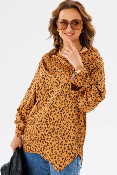 Желтая блузка с анималистичным принтом и асимметричным кроем Anastasia 1154 золото - фото 5