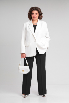 Брючный костюм женский женственный деловой классика Lady Secret 2969 молочный+черный - фото 2