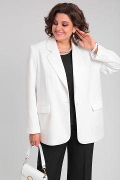 Брючный костюм женский женственный деловой классика Lady Secret 2969 молочный+черный - фото 3