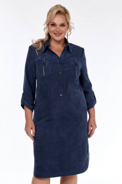 Вельветовое платье сафари с карманами и разрезами Tensi 258а джинсовый - фото 3