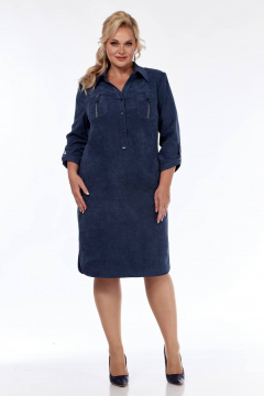 Вельветовое платье сафари с карманами и разрезами Tensi 258а джинсовый - фото 2