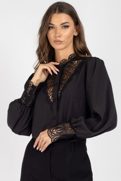 Блузка с кружевными деталями полуприлегающая VIZAVI 718 черный - фото 4