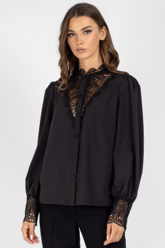 Блузка с кружевными деталями полуприлегающая VIZAVI 718 черный - фото 3