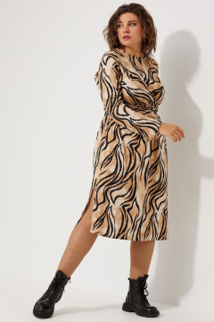 Демисезонное платье с анималистичным принтом из трикотажа BegiModa 1042 лео - фото 3