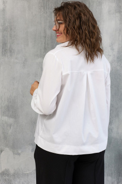 Блуза свободного кроя с накладным карманом и воротником BegiModa 4107 белый - фото 3