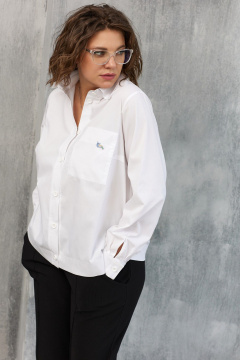 Блуза свободного кроя с накладным карманом и воротником BegiModa 4107 белый - фото 2
