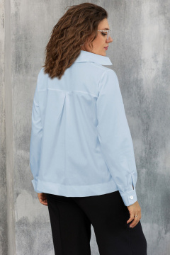 Блуза с ассиметричным кроем и декоративным пуговицам BegiModa 4107 голубой - фото 4