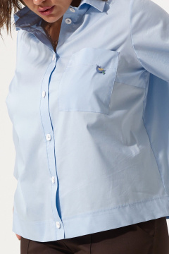 Блуза с ассиметричным кроем и декоративным пуговицам BegiModa 4107 голубой - фото 3