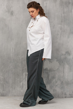 Блуза с ассиметричным кроем и перламутровыми пуговицами BegiModa 4108 белый - фото 5