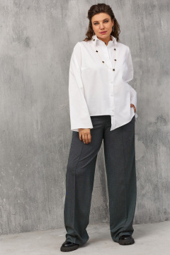 Блуза с ассиметричным кроем и перламутровыми пуговицами BegiModa 4108 белый - фото 1