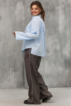 Блуза из текстиля с ассиметричным фасоном и воротником BegiModa 4108 голубой - фото 5