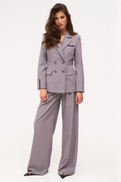 Демисезонный костюм из текстиля с жакетом и комбинезоном KaVaRi 8036 светло-серый - фото 3