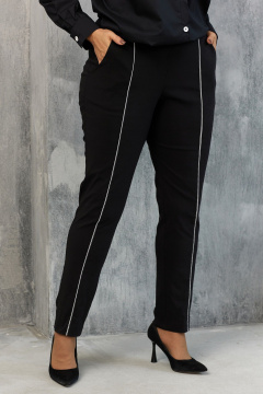 Черные классические брюки с контрастным кантом и эластичным поясом BegiModa 6053 черный - фото 3