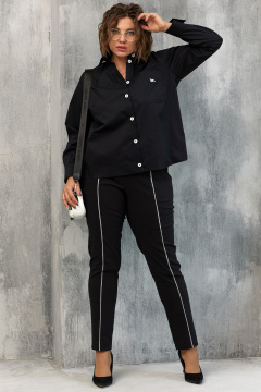 Черные классические брюки с контрастным кантом и эластичным поясом BegiModa 6053 черный - фото 1