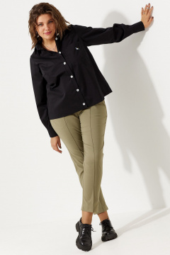 Зеленые брючки с лампасами и высокой посадкой BegiModa 6054 оливка - фото 3