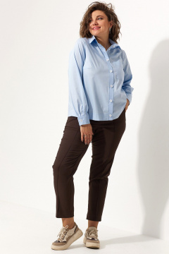 Коричневые брюки палаццо с застроченными стрелками BegiModa 6054 шоколад - фото 4