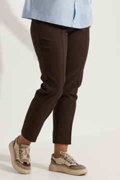 Коричневые брюки палаццо с застроченными стрелками BegiModa 6054 шоколад - фото 3