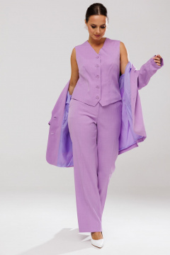 Костюм-тройка из костюмной ткани с пиджаком, жилетом и брюками Mubliz 173 лаванда - фото 3