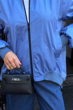 Голубой оверсайз бомбер с нашивками и молниями AURA otd 7045 - фото 3