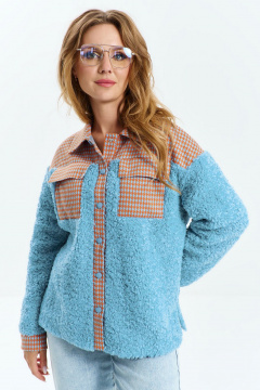 Демисезонный голубой жакет из текстиля на каждый день Euromoda 536 - фото 5