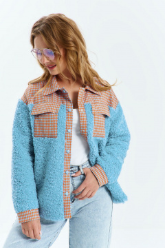 Демисезонный голубой жакет из текстиля на каждый день Euromoda 536 - фото 3