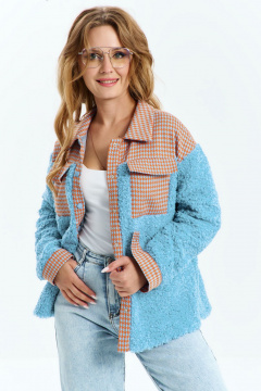 Демисезонный голубой жакет из текстиля на каждый день Euromoda 536 - фото 1