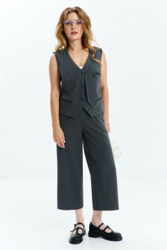 Деловой костюм с асимметричным жакетом и брюками-палаццо из текстиля Euromoda 543 - фото 1