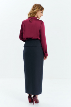 Макси черная юбка со съемной баской и высоким разрезом Euromoda 544 - фото 4