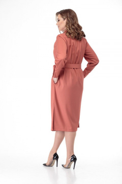 Платье из текстиля с асимметричным силуэтом и съемным поясом Anelli 772 терракот - фото 5