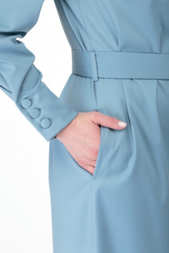 Элегантное платье из вискозы с карманами и разрезами Anelli 772 голубой - фото 4