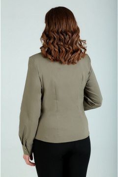 Классическая приталенная блуза из хлопка с воротником-стойкой Таир-Гранд 62154 хаки - фото 2