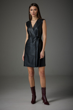 Платье-жилет из экокожи с горизонтальными подрезами N.O.W. 1394 - фото 1