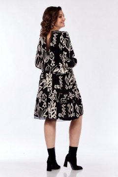 Платье свободного силуэта с кружевом и сетчатым валаном Милора-стиль 1035 рисунок - фото 3