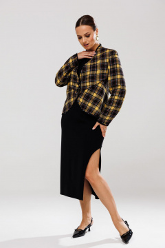 Женский костюм из трикотажа и текстиля со стойкой Mubliz 202 желтый - фото 4