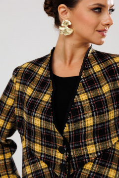 Жакет женский из костюмной ткани с клетчатым принтом Mubliz 205 желтый - фото 4