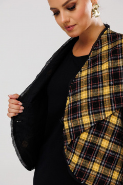 Жакет женский из костюмной ткани с клетчатым принтом Mubliz 205 желтый - фото 3