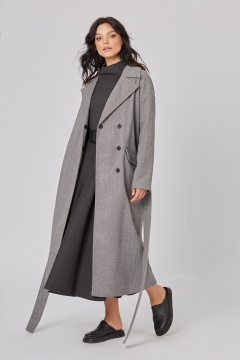 Длинное демисезонное пальто А-образного силуэта Rivoli 1044 серый - фото 2